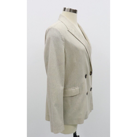 EMMA & GAIA Beige Blazer Jacket w Subtle Sparkle Double Breasted Size 44 (Large) - Picture 5 of 16